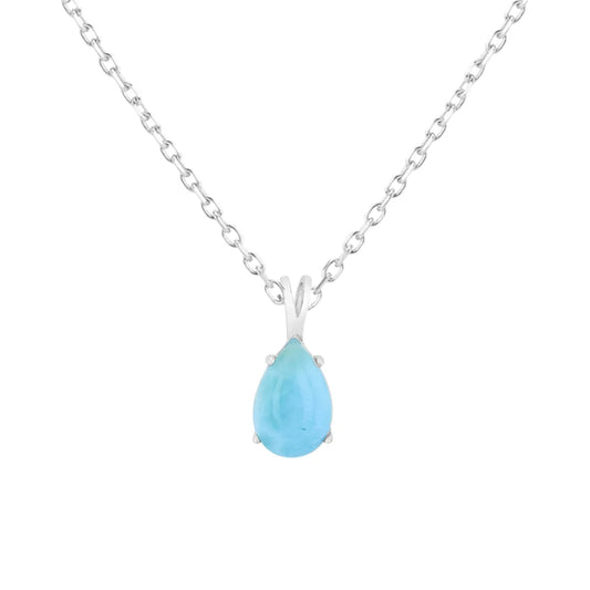Larimar Teardrop Solitaire Necklace – 925 Sterling Silver